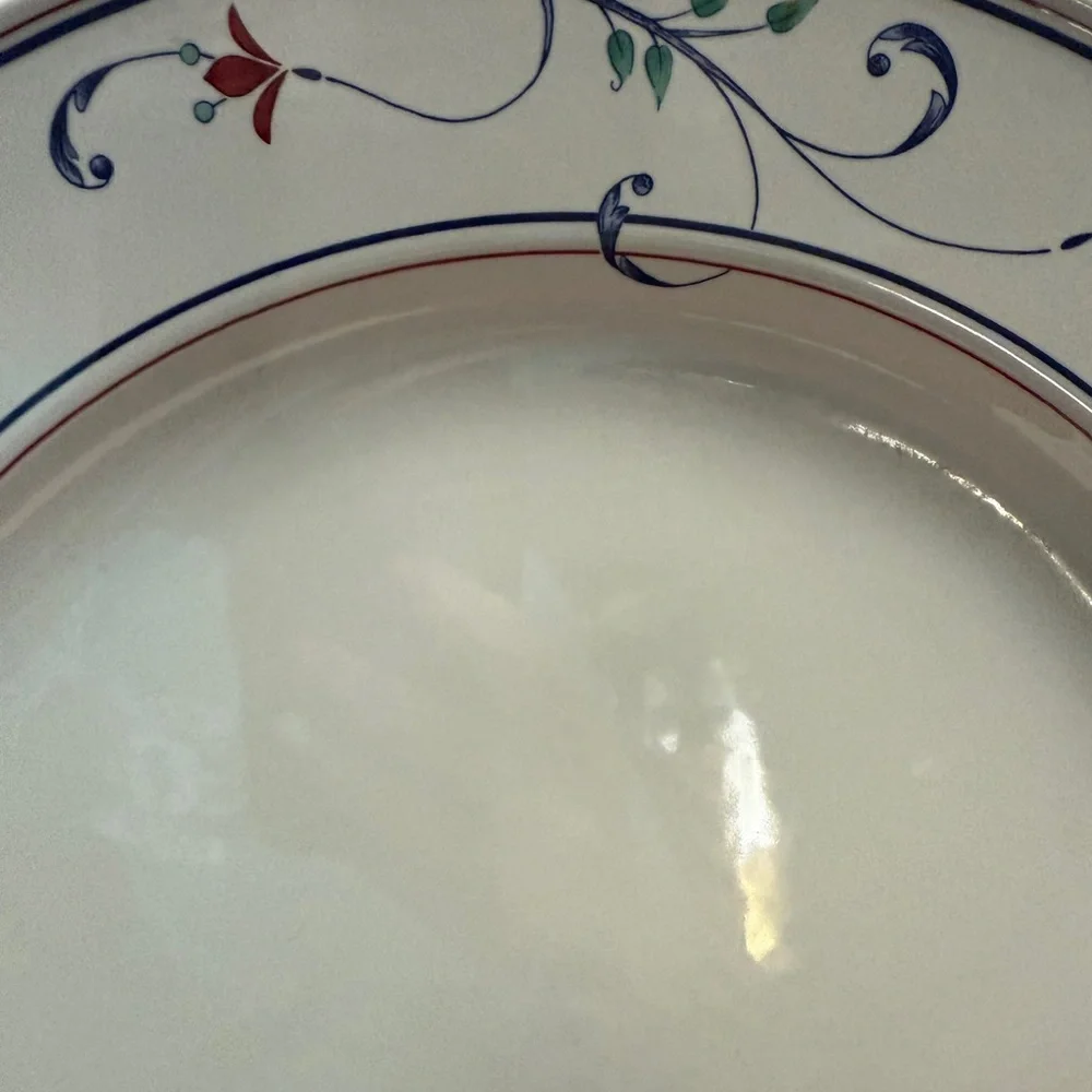 Mikasa Intagolo cac20 Annette Butter Dish Large Round Platter Floral Blue red